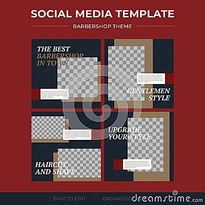 Babershop Business Social Media Template Vector Illustration