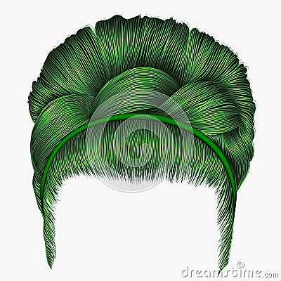 babette of hairs with pigtail green colors . trendy women fashio Vector Illustration