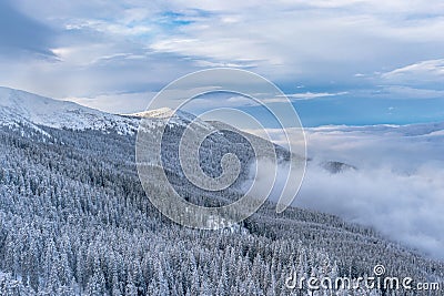 Babia Góra- mountain landscape - ocean of clouds Stock Photo