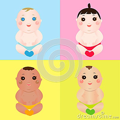 Babies from different countries Vector Illustration