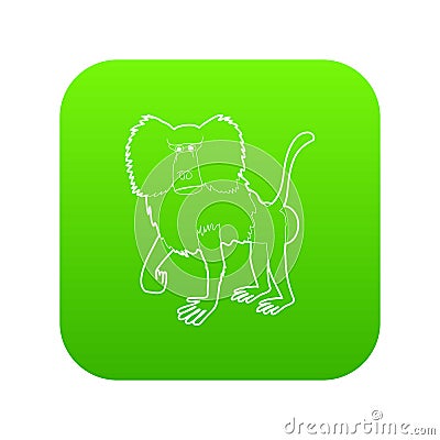 Baboon icon green vector Vector Illustration
