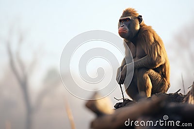 baboon sentry scanning for danger Stock Photo