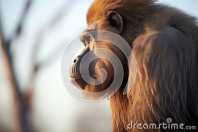 baboon sentry scanning for danger Stock Photo