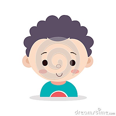 Vector Illustration Artwork Small Baby's Cute Smile with Curly Hair. Stock Photo