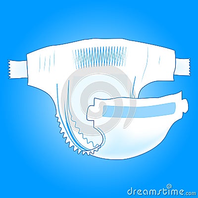 Baby absorbent diaper. Realistic vector illustration. Vector Illustration