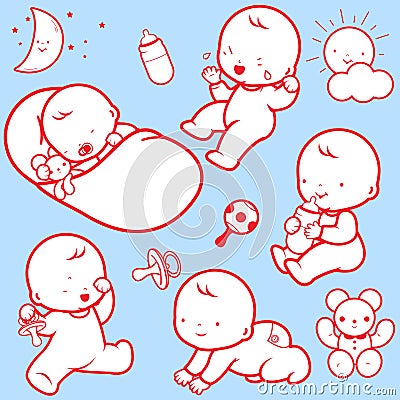 Cute babies. Vector illustration Vector Illustration