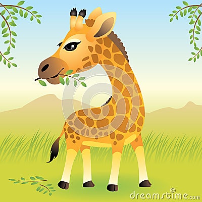 Baby Animal collection: Giraffe Vector Illustration