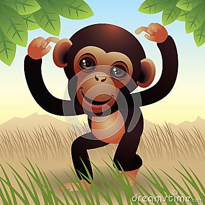 Baby Animal collection: Monkey Vector Illustration
