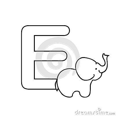 Baby animals alphabet kids coloring page isolated Stock Photo