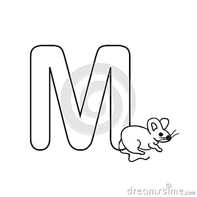 Baby animals alphabet kids coloring page isolated Stock Photo