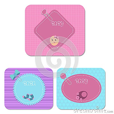 Baby arrival card,frame or stickers Vector Illustration