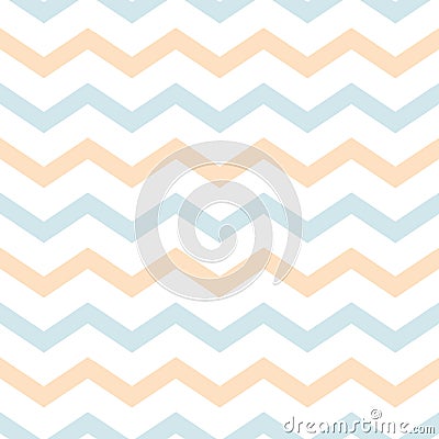 Baby background classic chevron zigzag seamless pattern. Memphis group style pastel blue yellow colors vector Vector Illustration