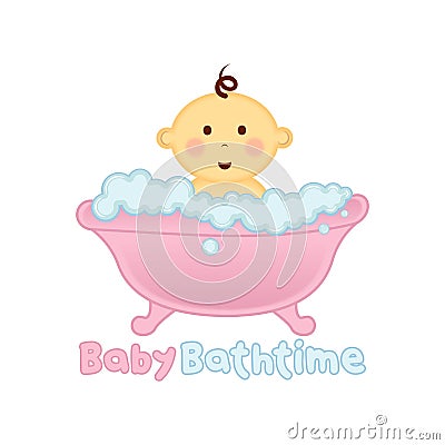Baby Bath time Logo template, Baby Bathing logo, Baby Shower Vector Illustration