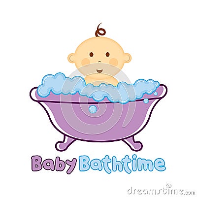 Baby Bath time Logo template, Baby Bathing logo, Baby Shower Vector Illustration