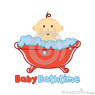 Baby Bath time Logo template, Baby Bathing logo, Baby Shower Vector Illustration