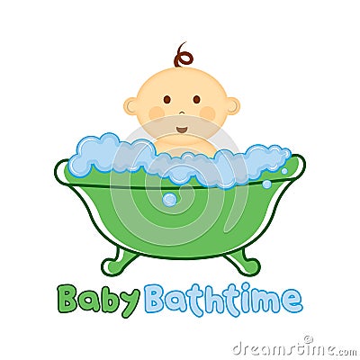 Baby Bath time Logo template, Baby Bathing logo, Baby Shower Vector Illustration