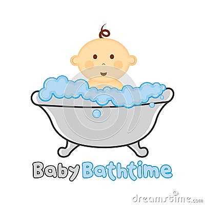 Baby Bath time Logo template, Baby Bathing logo, Baby Shower Vector Illustration