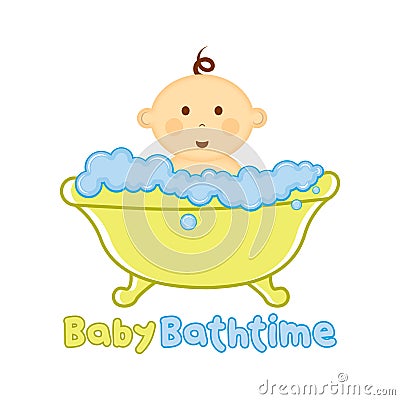 Baby Bath time Logo template, Baby Bathing logo, Baby Shower Vector Illustration