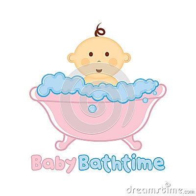 Baby Bath time Logo template, Baby Bathing logo, Baby Shower Vector Illustration