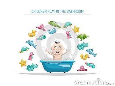 Baby bath toys Vector Illustration