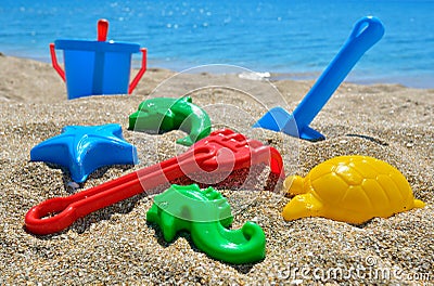 Baby beach toys Stock Photo