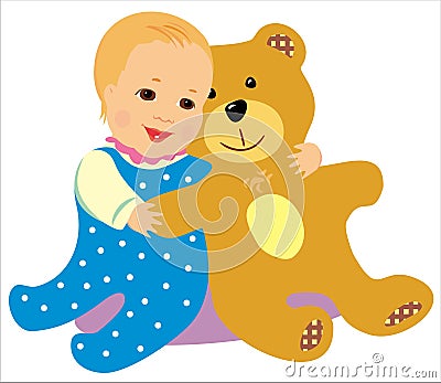 Baby with bear Stock Photo