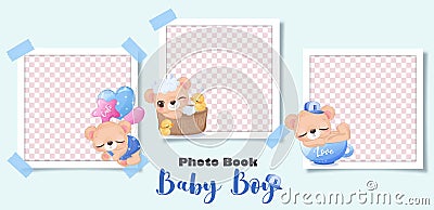Baby bear, baby boy photo book Vector Illustration