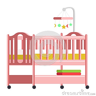 Baby bed, cradle flat vector illustration Vector Illustration