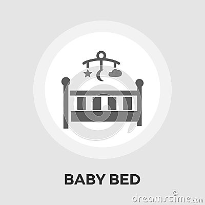 Baby bed flat icon Vector Illustration