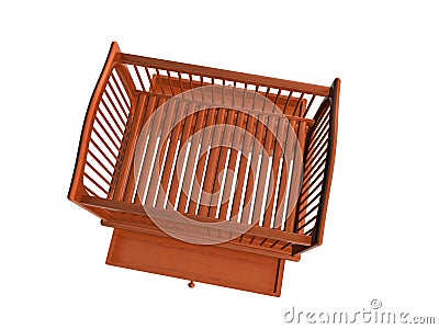 Baby Bed, Top View Drawer Open_Raster Stock Photo