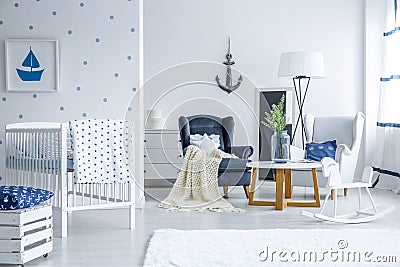 Baby bedroom with dotted wall Stock Photo