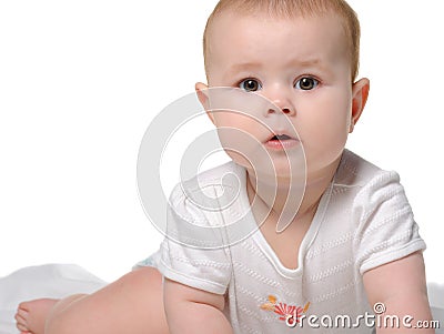 The baby on a bedsheet Stock Photo