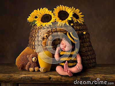 Baby bee composite Stock Photo