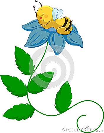 Baby Bee on Flower Stock Photo