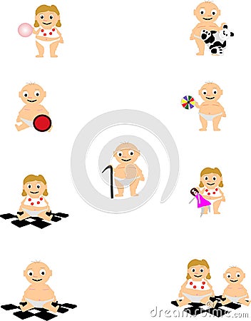 Baby Belly Buddies play Vector Illustration