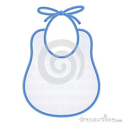 Baby bib with blue edging. Vector Illustration