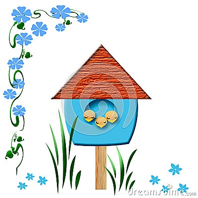 Baby birds birdhouse Cartoon Illustration