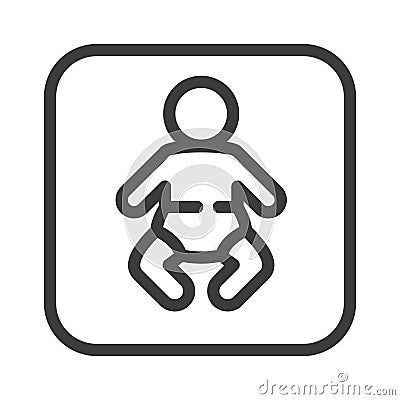 Baby black line icon. Changing diapers sign. Vector Illustration