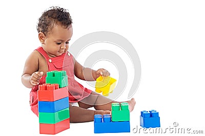 Baby with blocks Stock Photo
