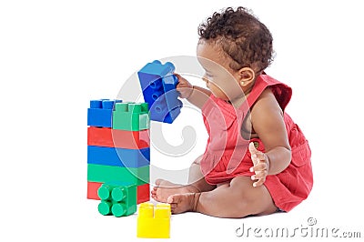 Baby with blocks Stock Photo