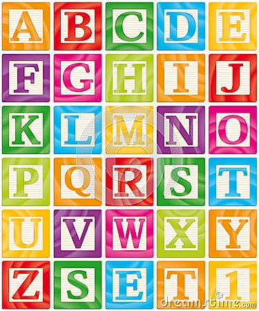 Baby Blocks Set 1 of 3 - Capital Letters Alphabet Vector Illustration