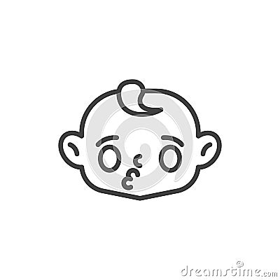 Baby Blowing Kiss line icon Vector Illustration