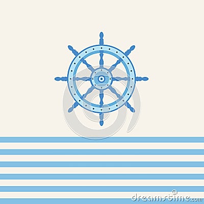 Baby blue Nautical Helm Wheel Cartoon Illustration