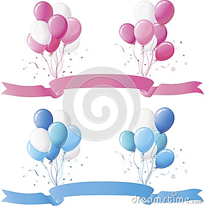 Baby blue and pink balloons Vector Illustration