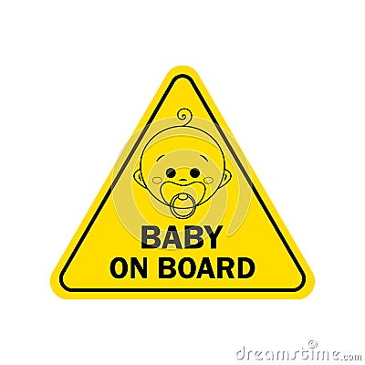 Baby on board with boy sign. Warning sign Vector Illustration