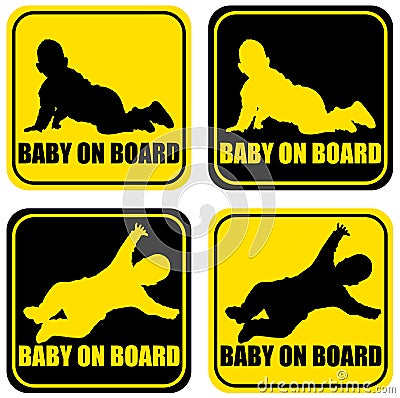 Baby on board label sticker Vector Illustration