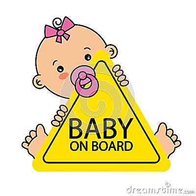 Baby on Board Sign Vector Illustration