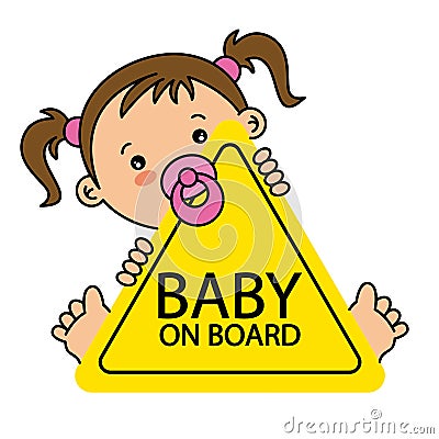 Baby on Board Sign Vector Illustration