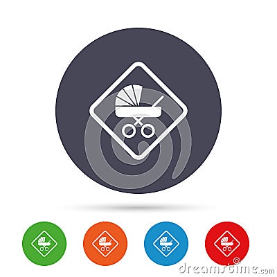 Baby on board sign icon. Infant caution symbol. Vector Illustration