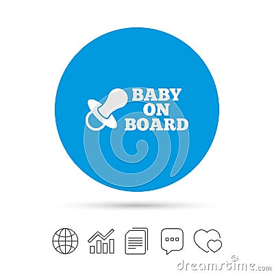 Baby on board sign icon. Infant caution symbol. Vector Illustration